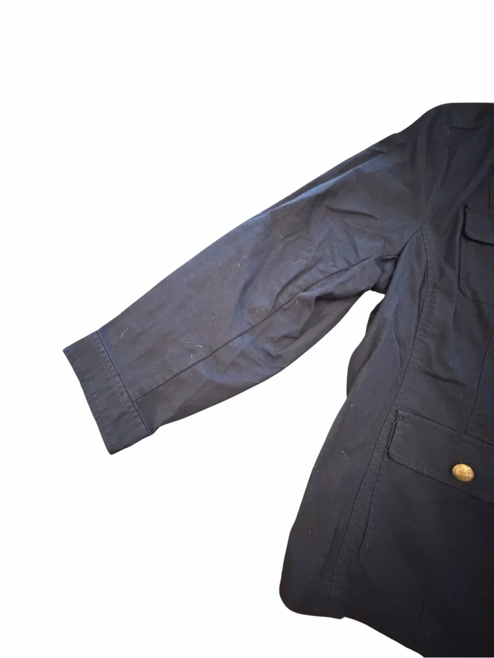 Talbots Navy Blue Utility Jacket Zip Up Military Gold Snaps 4 Pockets 20W Preppy